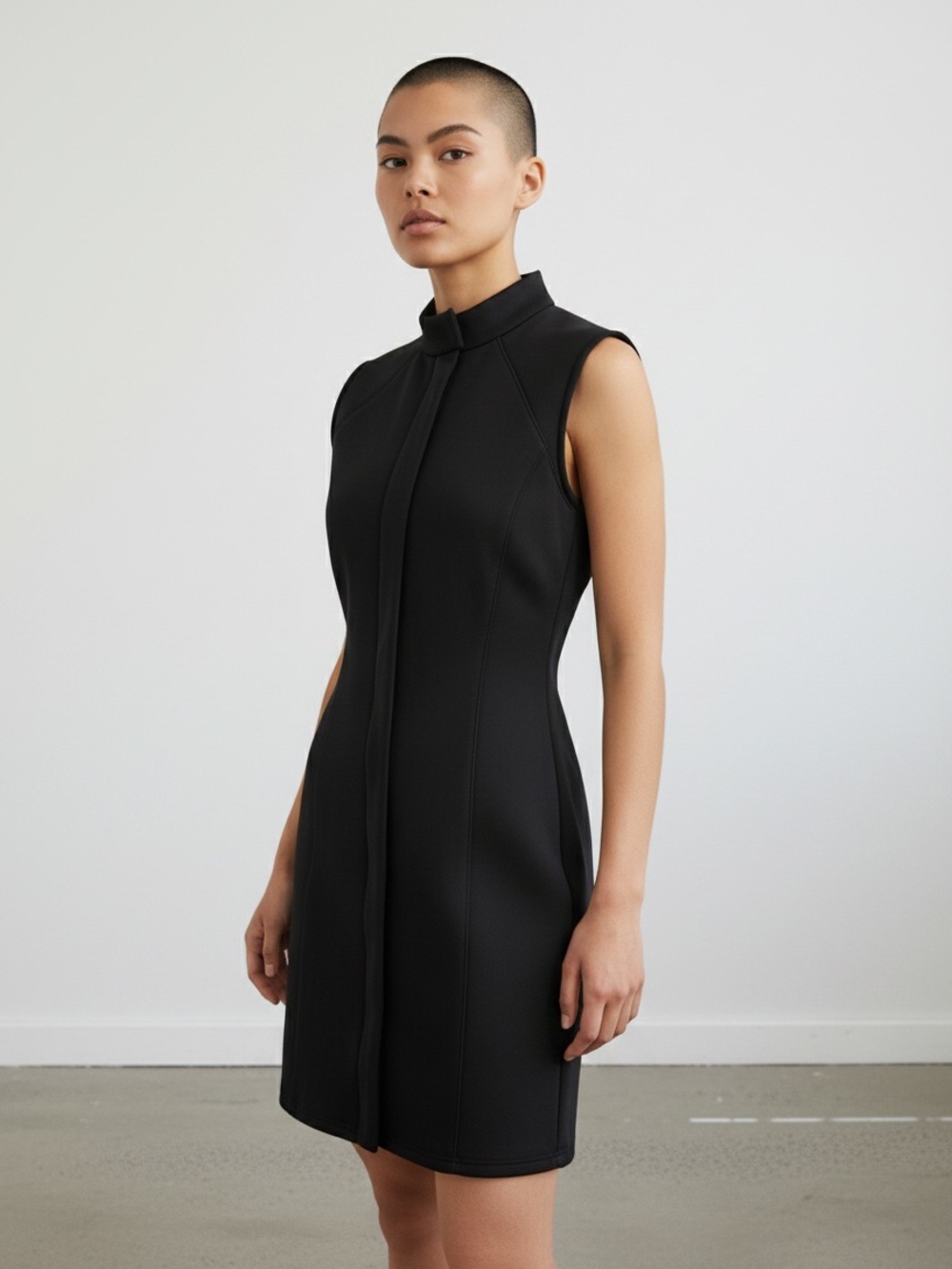 Theory Race K Black Stretch Sleeveless Shift Dress Size 4